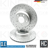 FOR BMW 520i 523i 528i F10 F11 M SPORT CROSS DRILLED FRONT BRAKE DISCS PAIR 330m