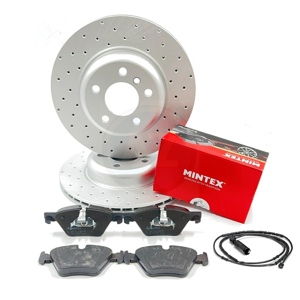 FOR BMW 518d 520d 525d 520i M SPORT DRILLED FRONT BRAKE DISCS MINTEX PADS 330mm