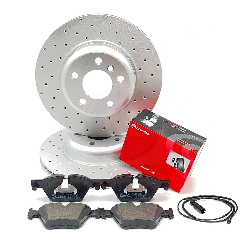FOR BMW 518d 520d 525d 520i M SPORT DRILLED FRONT BRAKE DISCS BREMBO PADS 330mm