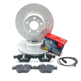 FOR BMW 518d 520d 525d 520i M SPORT DRILLED FRONT BRAKE DISCS APEC PADS 300mm