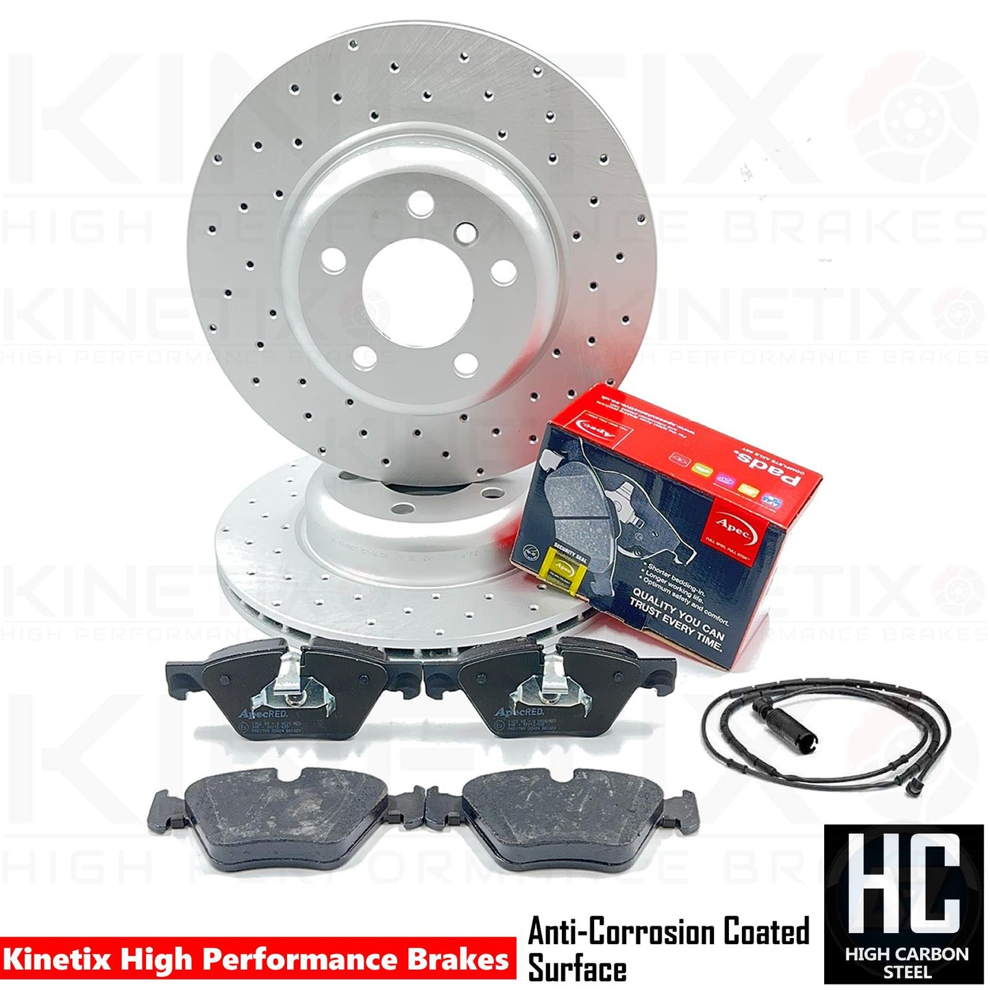 FOR BMW 518d 520d 525d 520i M SPORT DRILLED FRONT BRAKE DISCS APEC PADS 300mm