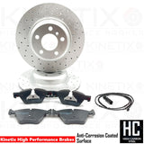 FOR BMW 518d 520d 525d 520i M SPORT DRILLED FRONT BRAKE DISCS PADS SENSOR 330mm
