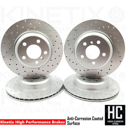 FOR BMW 518d 520d 525d 520i M SPORT FRONT REAR DRILLED BRAKE DISCS 330mm 330mm