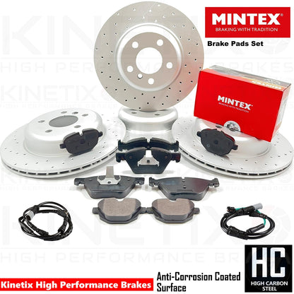 FOR BMW 518d 520d 525d 520i F10 F11 DRILLED FRONT REAR BRAKE DISCS MINTEX PADS