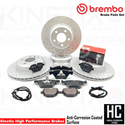 FOR BMW 518d 520d 525d 520i F10 F11 DRILLED FRONT REAR BRAKE DISCS BREMBO PADS