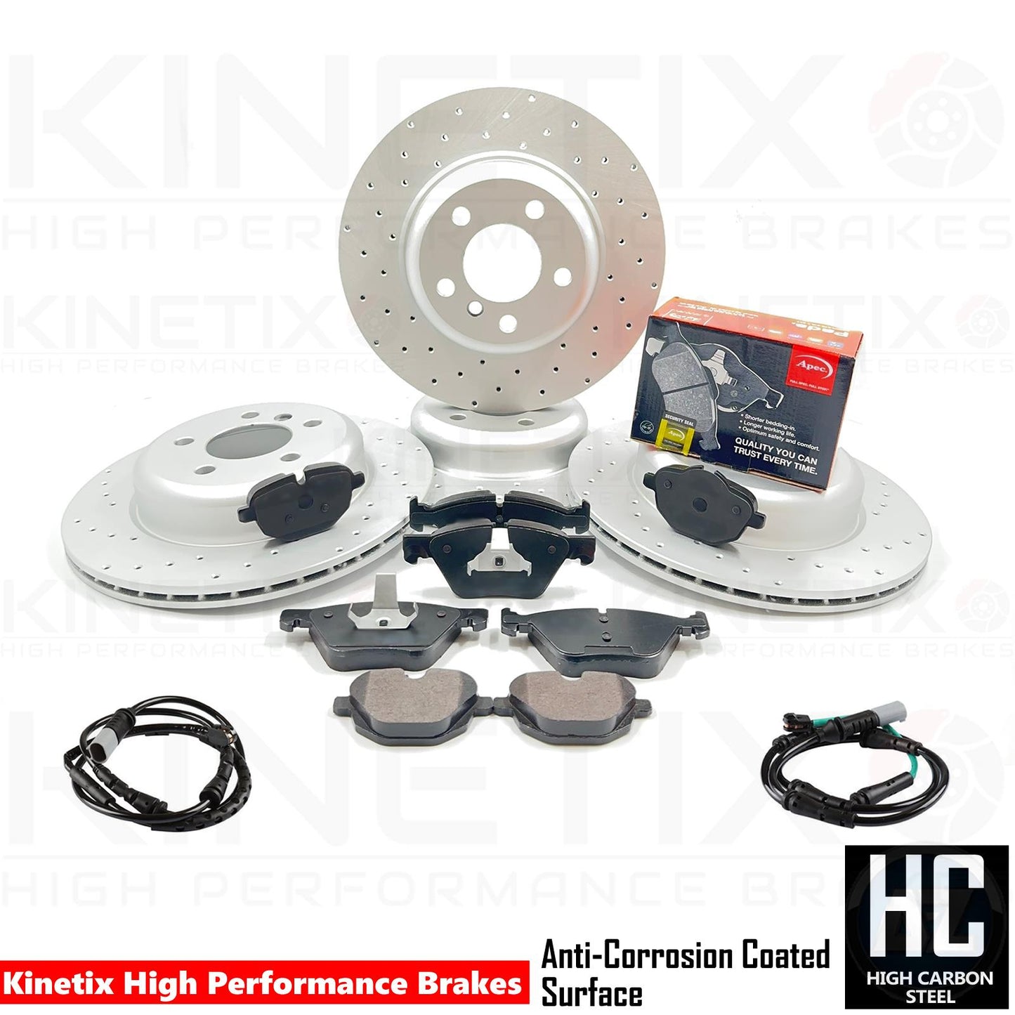 FOR BMW 518d 520d 525d 520i F10 F11 DRILLED FRONT REAR BRAKE DISCS APEC PADS