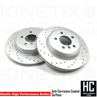 FOR BMW 518d 520d 525d 520i M SPORT DRILLED REAR BRAKE DISCS PADS SENSOR 330mm