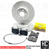 FOR BMW 330d 335d 335i 340i CROSS DRILLED FRONT BRAKE DISCS TEXTAR PADS 370mm