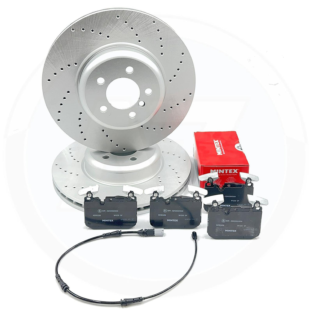 FOR BMW 430d 435d 435i 440i CROSS DRILLED FRONT BRAKE DISCS MINTEX PADS 370mm
