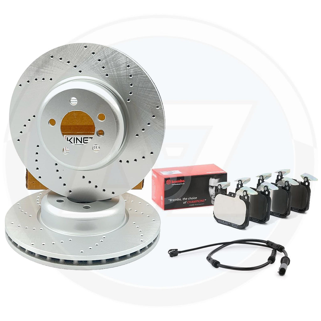 FOR BMW 330d 335d 335i 340i CROSS DRILLED FRONT BRAKE DISCS BREMBO PADS 370mm