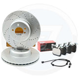 FOR BMW 330d 335d 335i 340i CROSS DRILLED FRONT BRAKE DISCS BREMBO PADS 370mm