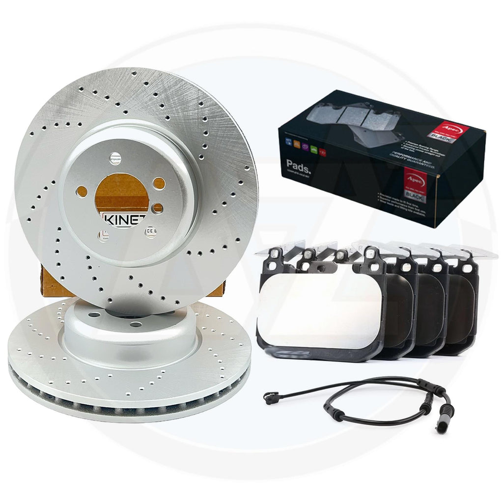 FOR BMW 430d 435d 435i 440i DRILLED FRONT BRAKE DISCS APEC BLACK PADS 370mm