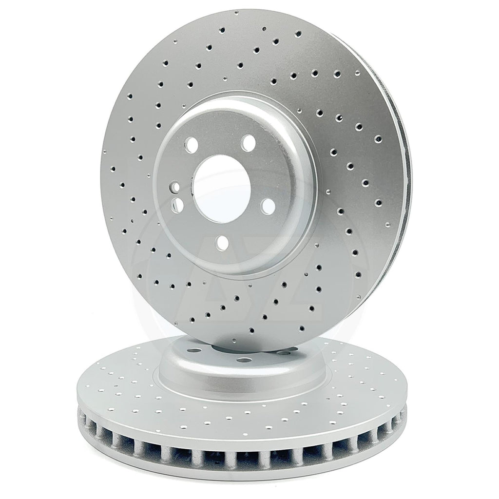 FOR MERCEDES C43 E43 GLC43 AMG CROSS DRILLED COATED FRONT BRAKE DISCS PAIR 360mm