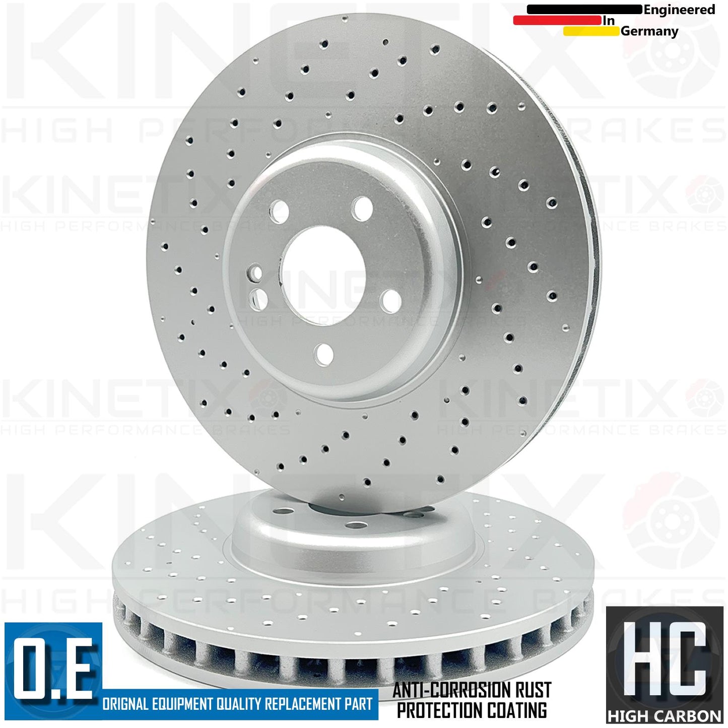 FOR MERCEDES E450 EQ Boost DRILLED FRONT BRAKE DISCS APEC PADS WEAR SENSOR 360mm