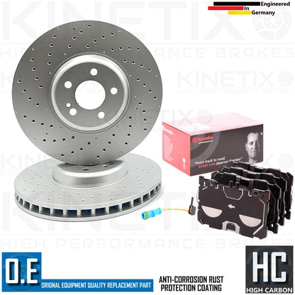 FOR MERCEDES GLC400d 19-22 DRILLED FRONT BRAKE DISCS BREMBO PADS SENSOR 360mm
