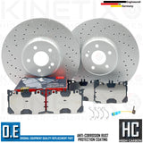 FOR MERCEDES E450 EQ Boost DRILLED FRONT BRAKE DISCS APEC PADS WEAR SENSOR 360mm