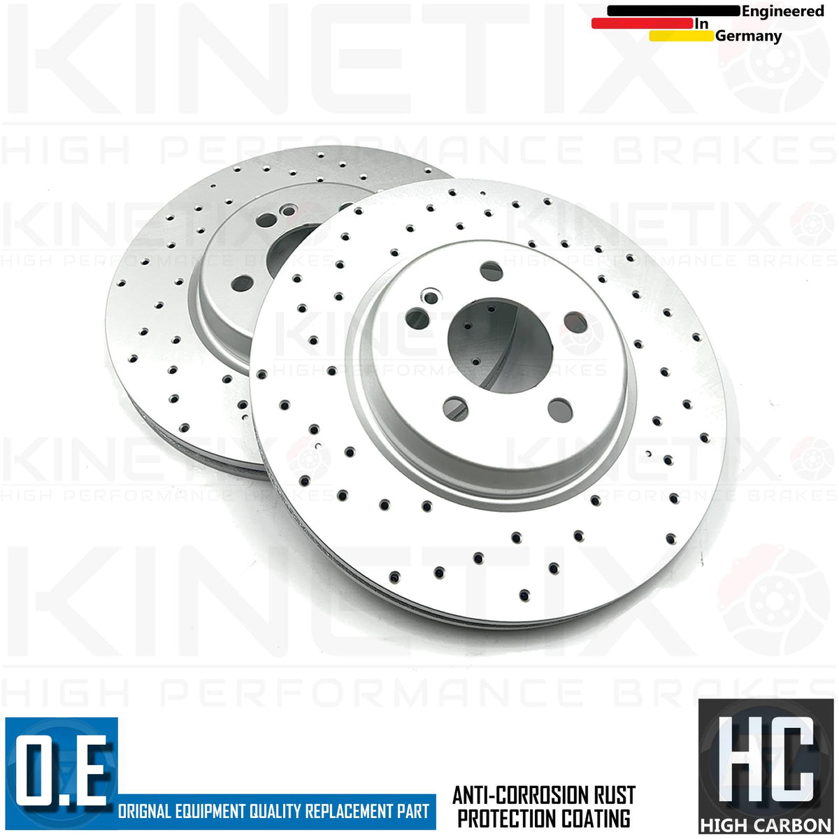 FOR MERCEDES C-CLASS AMG SPORT REAR CROSS DRILLED BRAKE DISCS PADS SENSOR 320mm