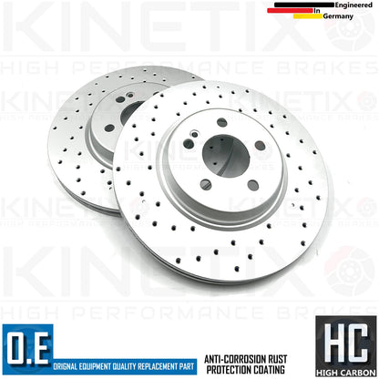 FOR MERCEDES C-CLASS AMG SPORT REAR CROSS DRILLED BRAKE DISCS PADS SENSOR 320mm