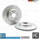 FOR MERCEDES C43 E43 GLC43 AMG CROSS DRILLED COATED REAR BRAKE DISCS PAIR 320mm