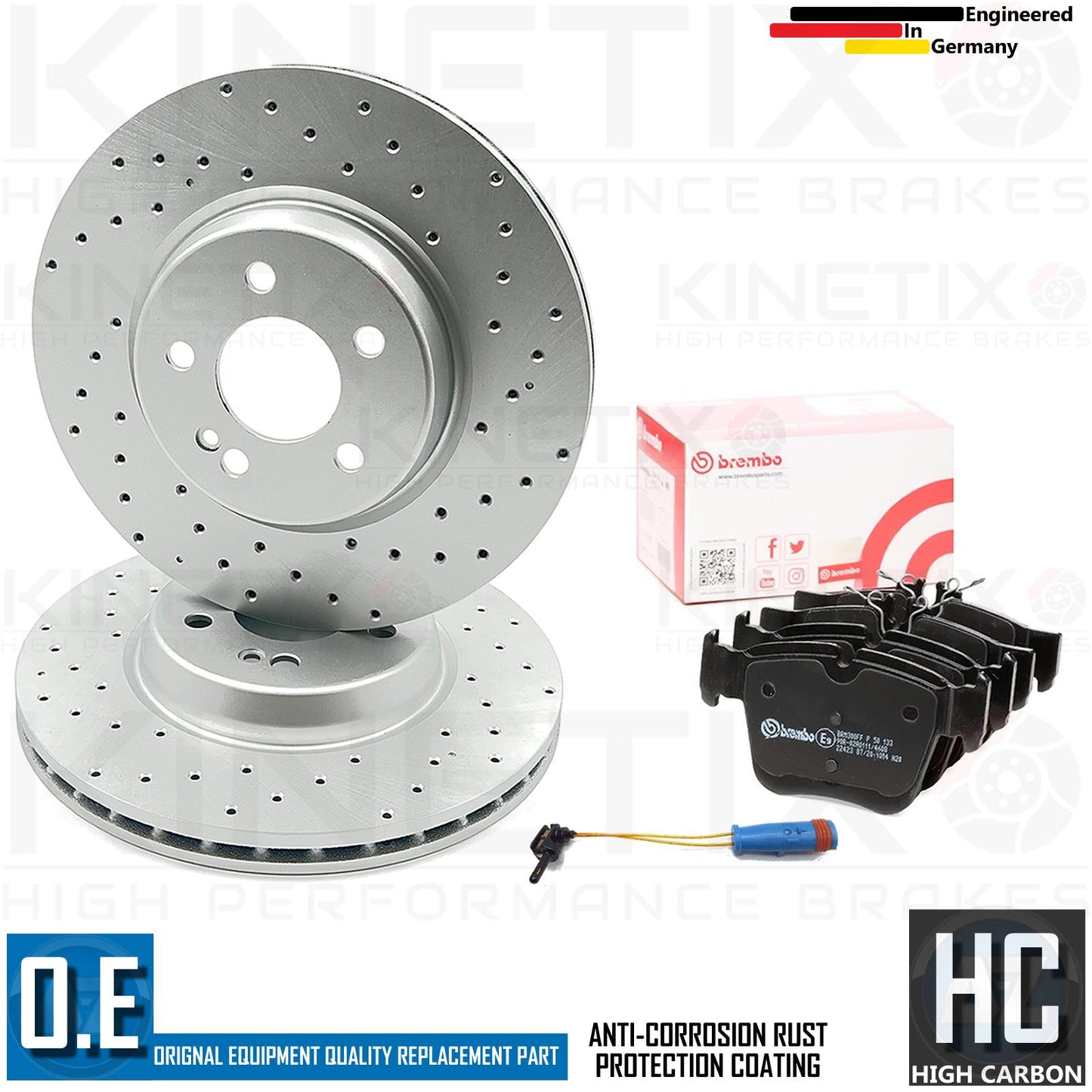FOR MERCEDES GLC400d 2019-2022 DRILLED REAR BRAKE DISCS BREMBO PADS 320mm
