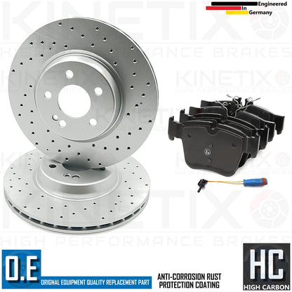 FOR MERCEDES E300e AMG SPORT REAR DRILLED BRAKE DISCS PADS SENSOR WIRE 320mm