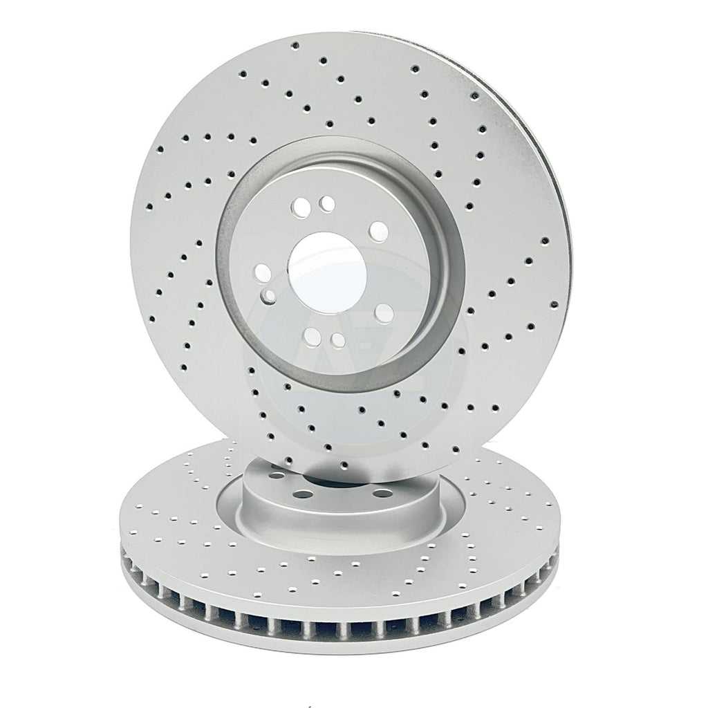 FOR MERCEDES GLE 450d 4-matic 2023- CROSS DRILLED FRONT BRAKE DISCS PAIR 375mm