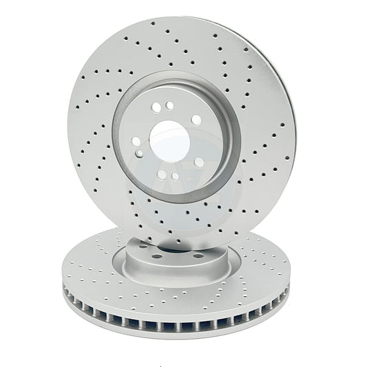 FOR MERCEDES GLE 400d 4-matic 2018- CROSS DRILLED FRONT BRAKE DISCS PAIR 375mm