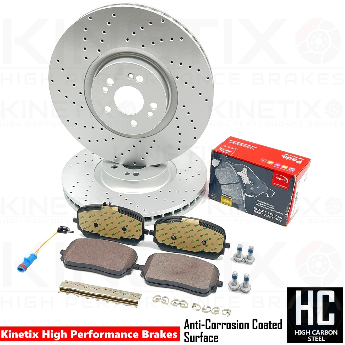 FOR MERCEDES GLE 53 AMG 2019- FRONT BRAKE DISCS APEC PADS WEAR SENSOR 375mm
