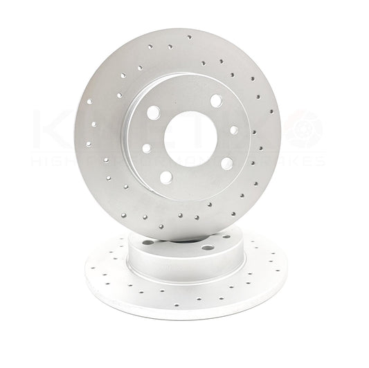 FOR FIAT ABARTH 500 595 695 DRILLED REAR BRAKE DISCS PAIR 240mm 51885456