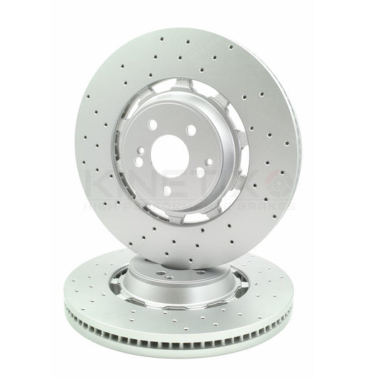FOR MERCEDES C63 AMG 2014 - 2021 FRONT DRILLED PERFORATED BRAKE DISCS PAIR 390mm