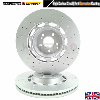 FOR MERCEDES C63S AMG 2014 - 2021 FRONT DRILLED PERFORATED BRAKE DISCS 390mm