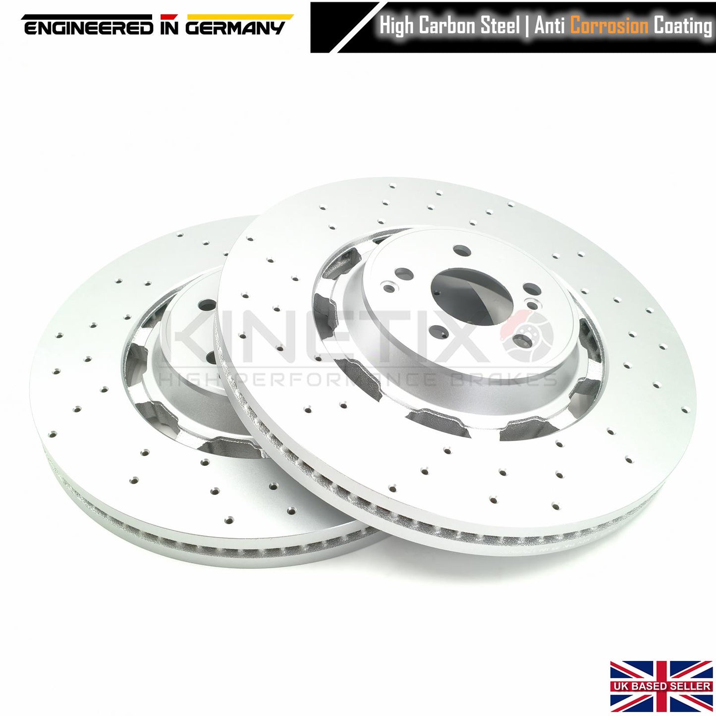 FOR MERCEDES C63S AMG 2014 - 2021 FRONT DRILLED PERFORATED BRAKE DISCS 390mm