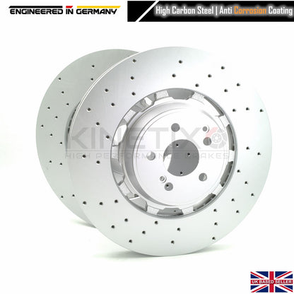FOR MERCEDES C63 AMG 2015 - 2021 FRONT DRILLED PERFORATED BRAKE DISCS PAIR 390mm