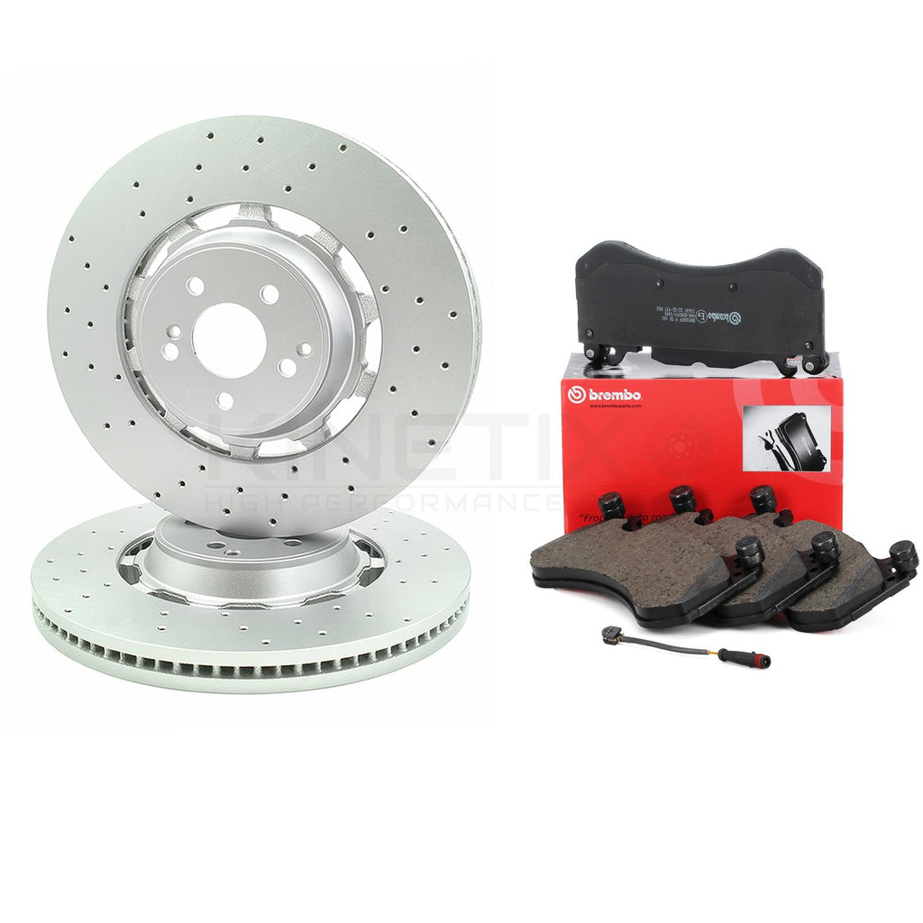 FOR MERCEDES SL55 AMG FRONT BRAKE DISCS BREMBO PADS 390mm X 36mm & SENSOR WIRE