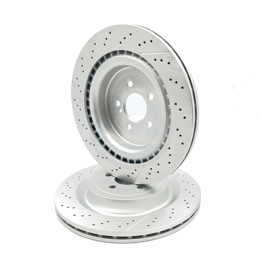 FOR MERCEDES C63 S AMG DRILLED GROOVED REAR BRAKE DISC PAIR 360mm COATED 14-23