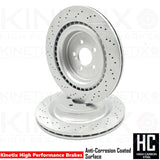 FOR MERCEDES AMG GT 2016- DRILLED GROOVED REAR BRAKE DISCS PADS & SENSOR 360mm