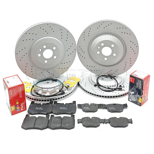 FOR JAGUAR F-PACE SVR P575 V8 (2018-) DRILLED FRONT REAR BRAKE DISCS PADS WIRES