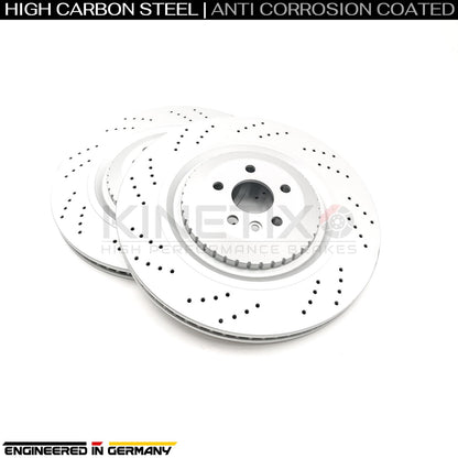 FOR JAGUAR F-PACE SVR P575 V8 (2018-) DRILLED FRONT REAR BRAKE DISCS PADS WIRES