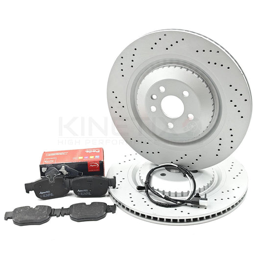 FOR JAGUAR F PACE SVR P575 V8 DRILLED REAR BRAKE DISCS PADS WEAR SENSOR 396mm