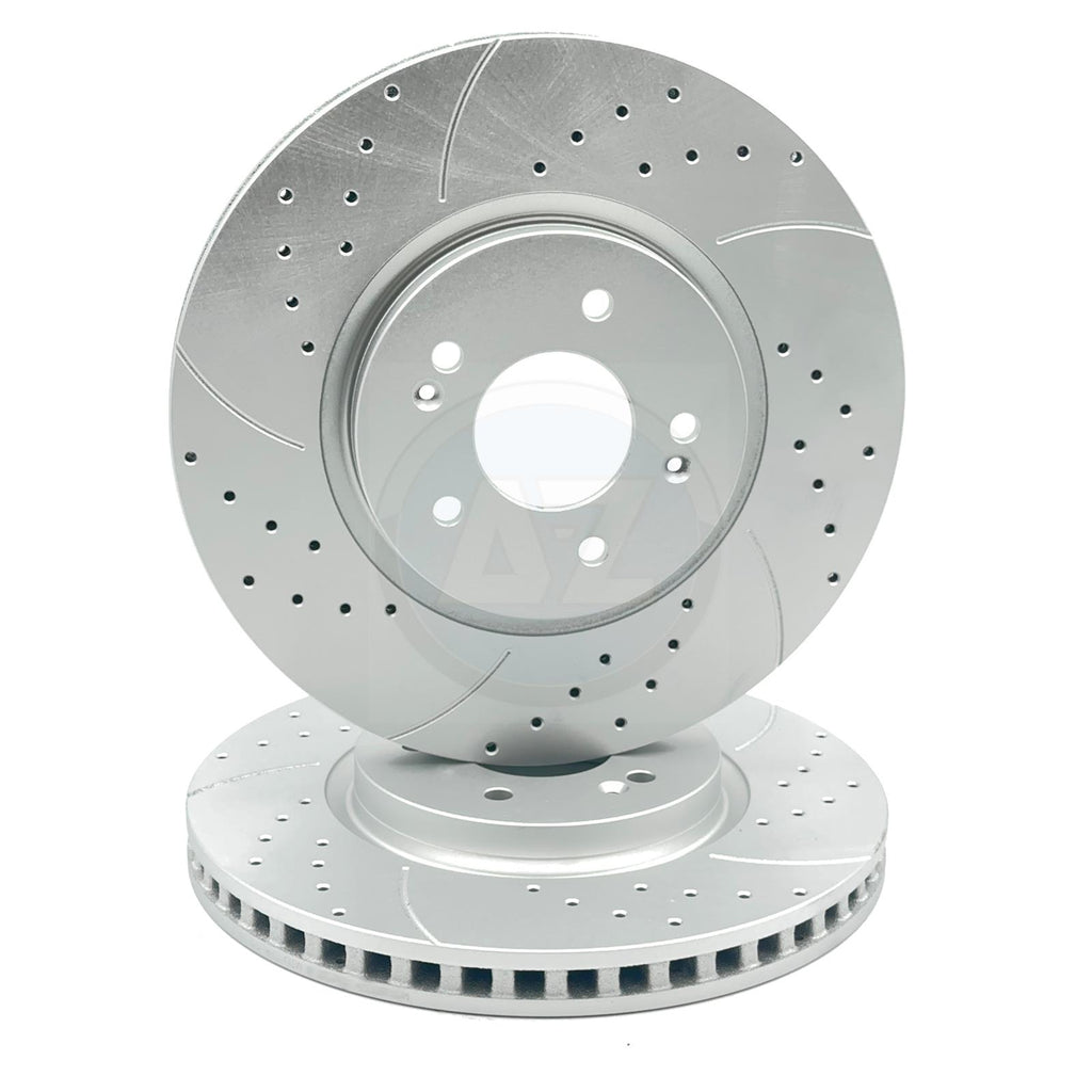 FOR KIA SPORTAGE 1.6 CRDi 2021- DRILLED & GROOVED FRONT BRAKE DISCS PAIR 325mm