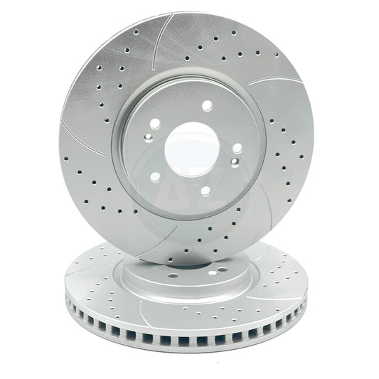 FOR HYUNDAI TUCSON KIA SPORTAGE 1.6 DRILLED GROOVED FRONT BRAKE DISCS PAIR 325mm