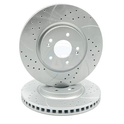 FOR HYUNDAI TUCSON 1.6 CRDi 2020- DRILLED & GROOVED FRONT BRAKE DISCS PAIR 325mm