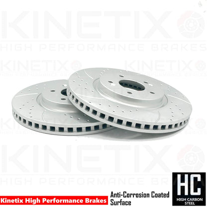 FOR KIA SPORTAGE 1.6 CRDi 2021- DRILLED GROOVED FRONT BRAKE DISCS PADS 325mm