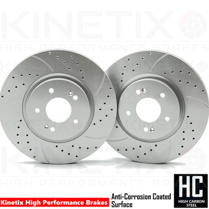 FOR HYUNDAI TUCSON 1.6 CRDi 2020- DRILLED & GROOVED FRONT BRAKE DISCS PAIR 325mm