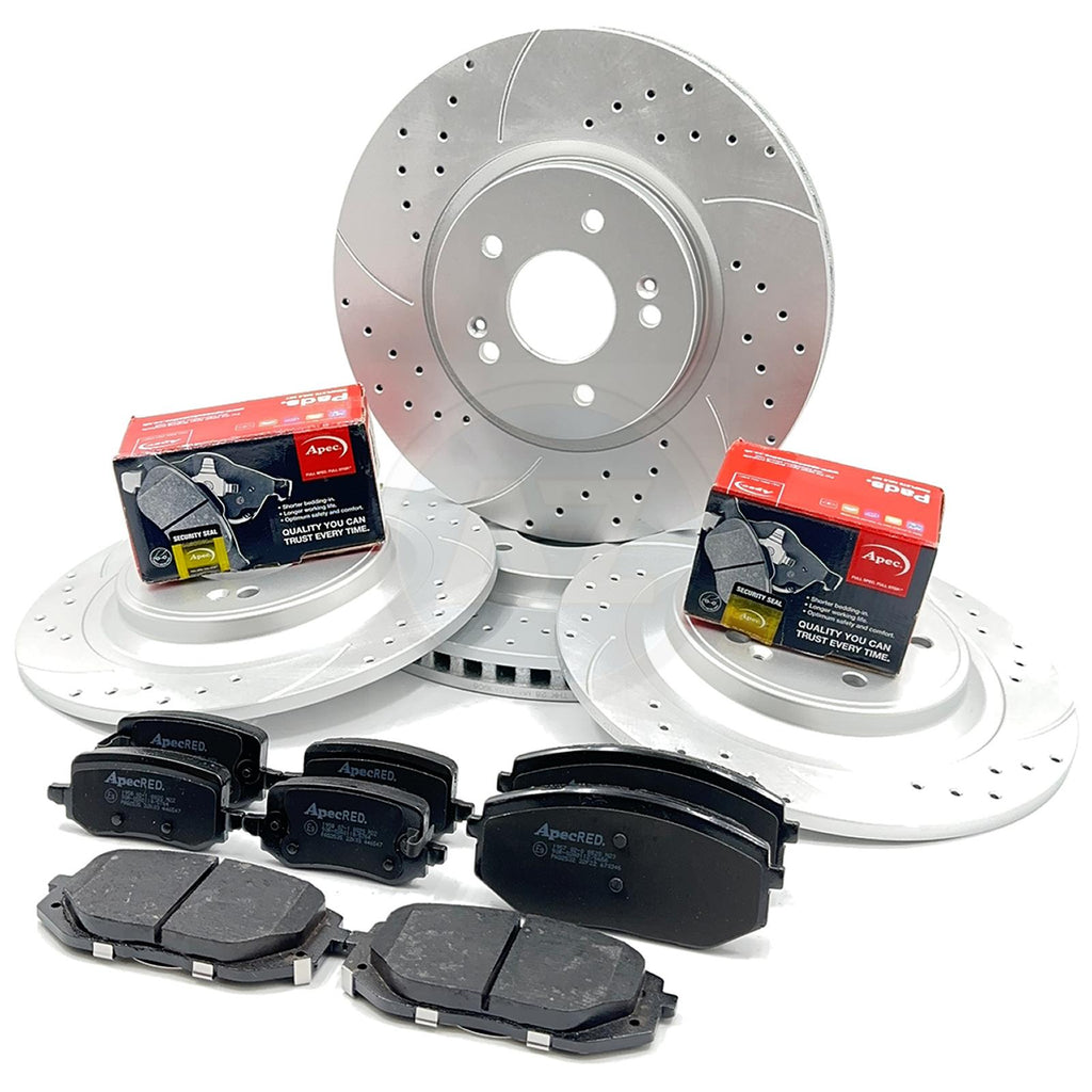FOR HYUNDAI TUCSON KIA SPORTAGE DRILLED GROOVED FRONT REAR BRAKE DISCS PADS