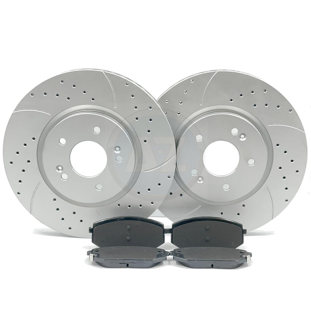 FOR KIA SPORTAGE 1.6 CRDi 2021- DRILLED GROOVED FRONT BRAKE DISCS PADS 325mm