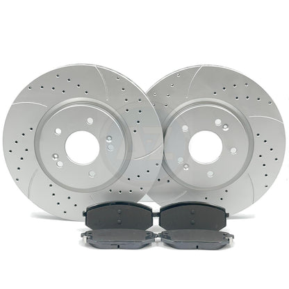 FOR HYUNDAI TUCSON KIA SPORTAGE DRILLED GROOVED FRONT BRAKE DISCS PADS 325mm