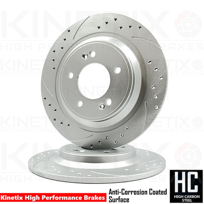 FOR HYUNDAI TUCSON KIA SPORTAGE DRILLED GROOVED REAR BRAKE DISCS PAIR 300mm