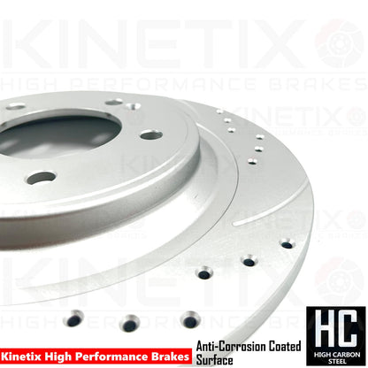 FOR HYUNDAI TUCSON KIA SPORTAGE DRILLED GROOVED REAR BRAKE DISCS PAIR 300mm