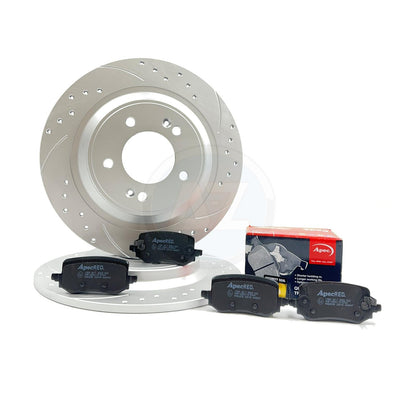 FOR HYUNDAI TUCSON KIA SPORTAGE 1.6 DRILLED GROOVED REAR BRAKE DISCS PADS 300mm